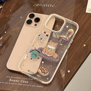 Cartoon Cat Painting Anti-caduta TPU custodia per telefono cellulare per <span class=keywords><strong>iPhone</strong></span> 15 16Pro Max 14 13 aspirazione magnetica 11Pro elettroplica epossidica - Product Image 2