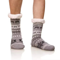 Chaussettes antidérapantes chaudes d'hiver thermiques Chaussettes de sol pantoufles floues Chaussettes moelleuses doublées de polaire Sherpa en tricot