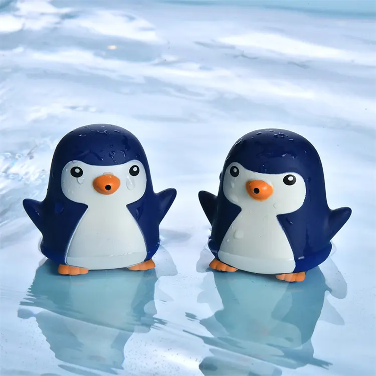 Novelty Rubber PVC Animal Plastic Baby Penguin Shower Toys Cleanable Squirt Mold Free Penguin Bath Toy for Kids