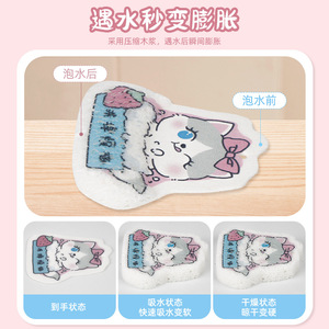Animal Shape <b>Compressed</b> Wood Pulp Dishwashing Sponge Strong Water Absorption Kitchen Cleaning Pad With Hanging Rope - Product Image 3