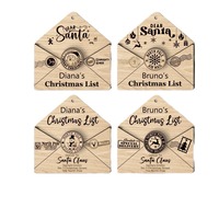 Ornements suspendus en bois pour arbre de Noël, design enveloppe du Père Noël, décorations artisanales pour cadeaux de fêtes