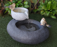 Fontaine d'eau solaire en résine de forme bol, design moderne et élégant, avec oiseaux, pour la décoration de jardin extérieur