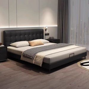 <span class=keywords><strong>Lit</strong></span> en bois moderne <span class=keywords><strong>et</strong></span> minimaliste italien en cuir véritable tufté en acier inoxydable King/Queen Size personnalisable <span class=keywords><strong>rouge</strong></span> <span class=keywords><strong>noir</strong></span> doux - Product Image 4