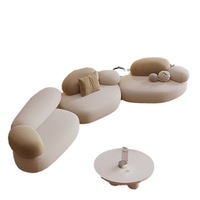 Ensemble de canapés modulaires de luxe moderne pour salon, en tissu, design tendance, formes incurvées et irrégulières, style pierre, pour écoles et parcs