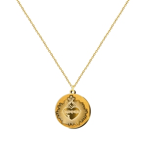 Ciondolo Religioso in Acciaio Inox Cotigo con Cuore di Gesù e Vergine Maria, Collana Cattolica con Charm per Cerimonie - Product Image 1