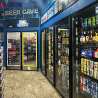 Réfrigérateur à bière avec porte vitrée et compartiment de stockage froid pour station-service, épicerie et stockage de boissons