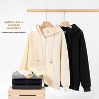 Herbst Unisex 300-Gramm Polyester/Nylon Bedruckter Kapuzen-Cardigan Sweatshirt Anti-Pilling Anti-Falten Eigenschaften Locker Geschnittenes Design