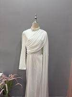 Robe de soirée élégante en mousseline de soie Sharut Moyen-Orient Dubaï 2026, coupe ajustée, manches longues, élégante, perles faites à la main, col de robe
