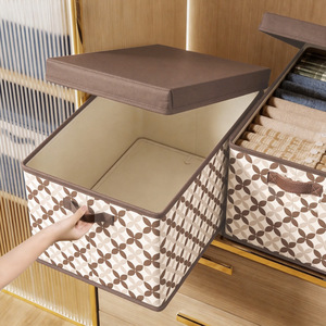 Clothing Organizer <b>Storage</b> Box With Lid Large Capacity Foldable Rectangular Dustproof Household <b>Clothes</b> <b>Storage</b> Container - Product Image 3