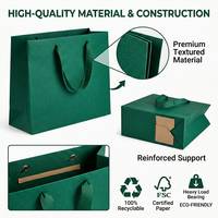 Sac en papier vert écologique de luxe, style rétro, taille personnalisée, poignée longue, boîte cadeau pour bougies, logo personnalisable, or