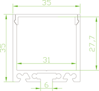 Profilé LED d'intérieur moderne 3535 en aluminium anodisé série 6000 avec éclairage intérieur pour décorations de bureau suspendues