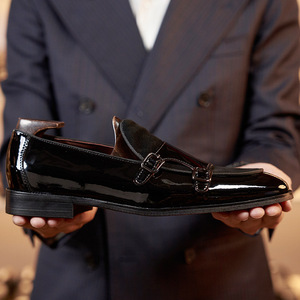 Chaussures en cuir pour hommes de style britannique, Oxford à semelle épaisse légère avec doublure en cuir de vache véritable, style business décontracté brillant - Product Image 3