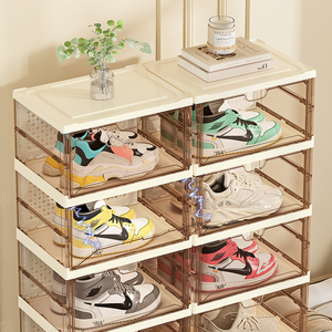 Thiết Kế Mới Tùy Chỉnh Chống Bụi Bìa Công Suất Lớn Thuận Tiện Rõ Ràng Nhựa Lưu Trữ Hộp Container Gấp Hộp Giày - Product Image 3