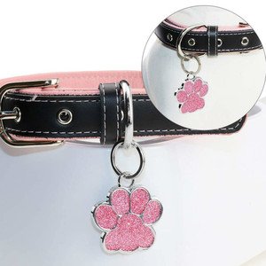 Targhette per cani personalizzate personalizzate targhette per cani incise nome dell'animale domestico collare Tag pendente accessori per animali domestici ciondolo Glitter zampa - Product Image 5