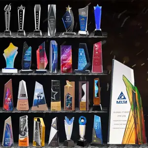 Guangzhou Cheap wholesale high-quality K9 blank crystal glass trophy award custom crystal glass award trophy for Business gifts