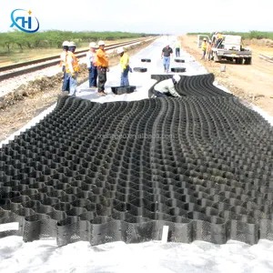 ASTM Standard 1-1.5mm Road Virgin Material High Strength Plastic Hdpe Geo Cell Black Honeycomb Gravel Grid Geocells Geocell