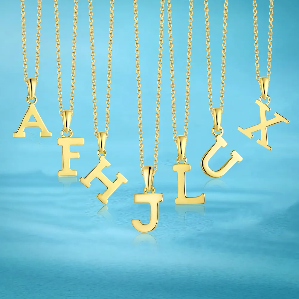 Customized Design Letter 14k 18k Gold Plated Charm A-Z letters shape initial pendant Necklace