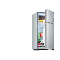Mini-réfrigérateur-congélateur à deux portes en acier inoxydable avec compresseur, économe en énergie, pour la maison, le bureau, l'hôtel, usage commercial, prise américaine