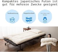 Colchón Futón Japonés Compacto y Plegable para Tatami, 95 x 195 cm (Blanco), Hecho en China, Colchón de Algodón para Suelo