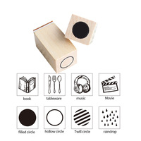 Timbres à personnaliser avec manche en bois, jouet tendance en caoutchouc, 1 pièce