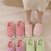 Chaussons d'intérieur douillets pour femmes, en tissu de coton, à bout fermé, avec semelle intermédiaire EVA amortissante, doublure en fourrure, pour l'hiver et l'été