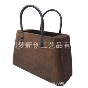 Cross-border wooden planter <b>basket</b>, home use, simple retro <b>flower</b> planting <b>basket</b>, creative wooden planter <b>basket</b> - Product Image 5