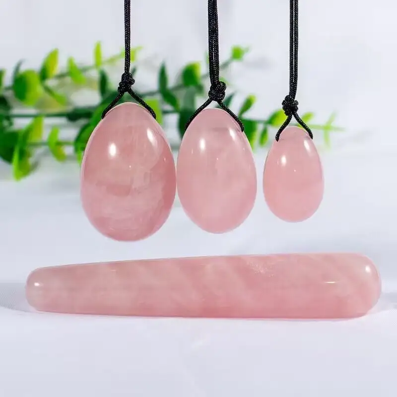 Grosir alami dipoles batu permata amethyst rose quartz kristal yoni Telur set untuk wanita