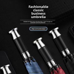 Paraguas de Negocios Negro Reforzado, Resistente al Viento, de Apertura Semiautomática y Eje Recto, Tamaño Grande; Paraguas para Hombre - Product Image 2