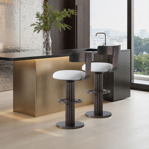 Tabouret de bar en cuir de luxe léger comptoir de bar en acier dossier de chaise de bureau pour salon appartement maison île <span class=keywords><strong>table</strong></span> bar - Product Image 2