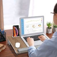 Bureau portable pliable en bambou Jumon à hauteur réglable avec coussin pour ordinateurs portables de 15,6 pouces - Support d'écran portable pour lit et bureau