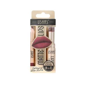 Lápiz labial mate de terciopelo USHAS con kit de delineador de labios rojo bálsamo labial conjunto de delineador de labios resistente al agua lápiz labial sólido - Product Image 5