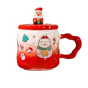Mug de Noël créatif en céramique avec dessin animé, ensemble cadeau et souvenir de Noël - Product Image 1