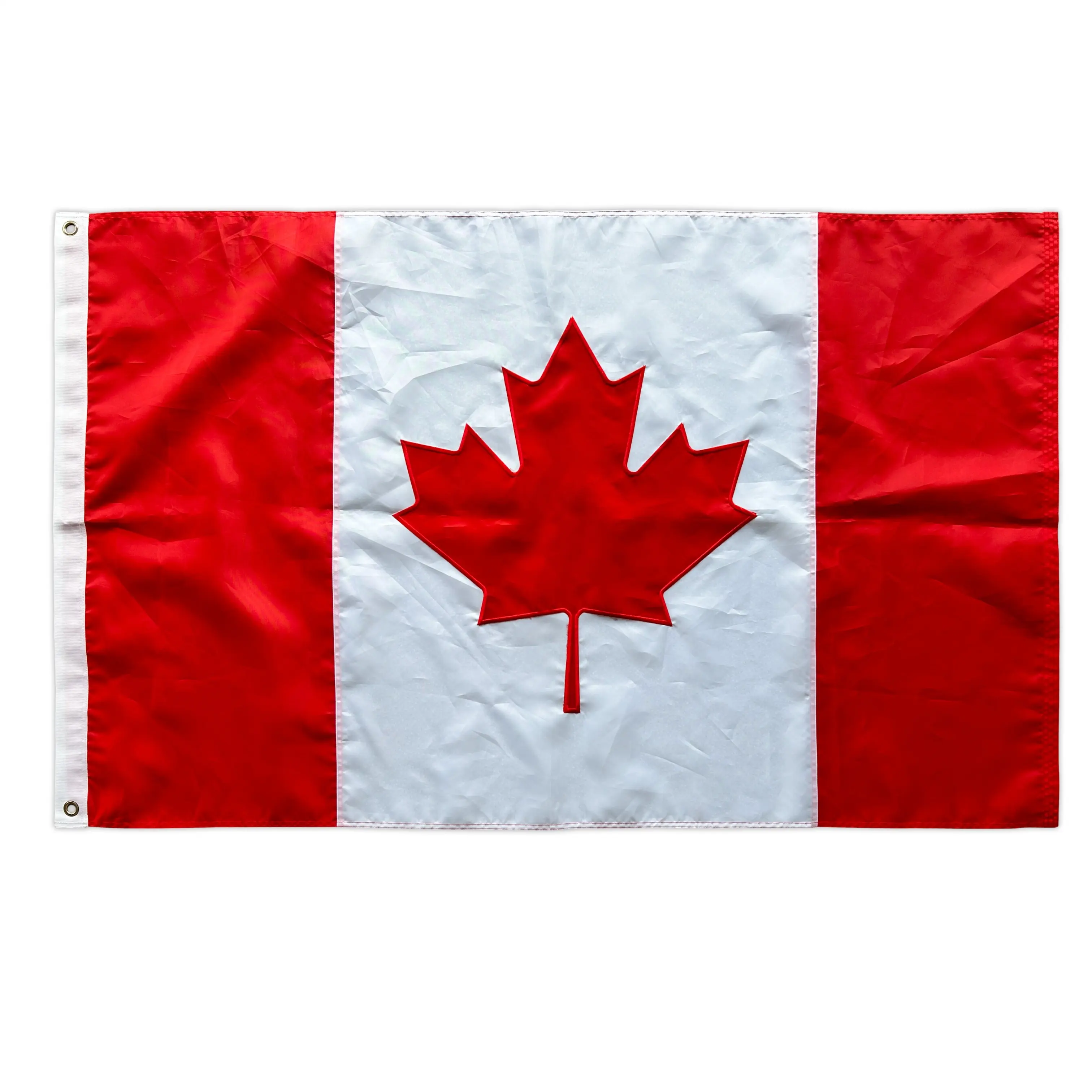 Luxury Made Embroidery Canadian Flag with Brass Grommets Waterproof and UV Resistant Embroidered Flag of Canada