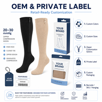 Calcetines de compresión con cremallera de 20-30 mmHg, hasta la rodilla, con punta cerrada, compresión graduada, para mujeres y hombres, OEM, marca privada