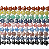 Perles étoiles en pierres précieuses authentiques de 15 mm, forme étoile bombée, assortiment de perles en pierres naturelles pour la fabrication de bijoux : Quartz Fraise, Œil de Tigre, Howlite