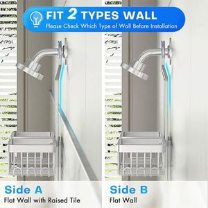 Over Head Shower Caddy Hanging <b>Bathroom</b> Wall Mount Minimalist <b>Bathroom</b> Shelf Shampoo Hanging Shower Soap Caddy Wall Storage Rack - Product Image 4