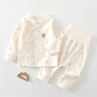 [Penutup Kancing di Bagian Kaki] Set Pakaian Dalam Bayi Katun Murni Musim Semi/Gugur Motif Kartun Lucu, Menyerap Keringat, Tanpa Jahitan, Kancing Samping, Melindungi