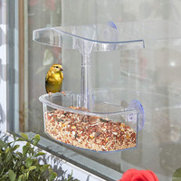 Mangeoire à oiseaux pour fenêtre avec ventouses, bol d'alimentation en plastique transparent 16x9xH20cm, station d'alimentation pour oiseaux de jardin extérieure transparente