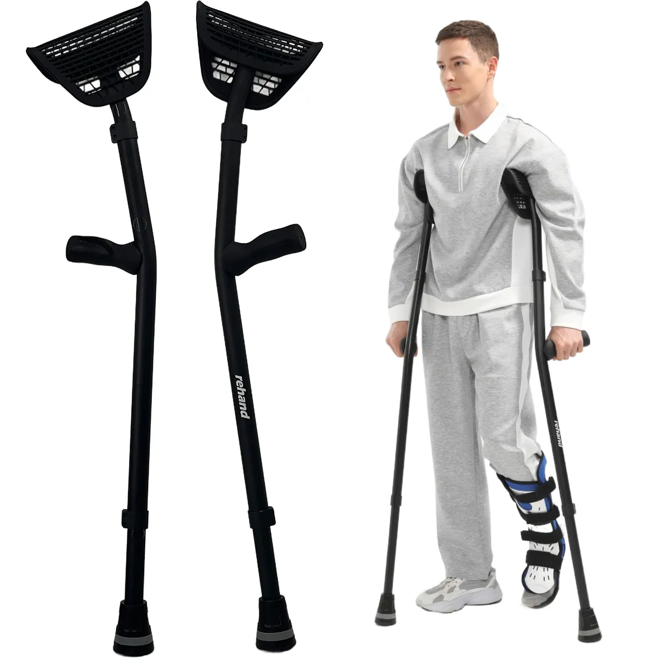 Muletas médicas para axilas Rehand, muletas axilare ajustáveis para adultos e deficientes, bastão de alumínio para caminhada