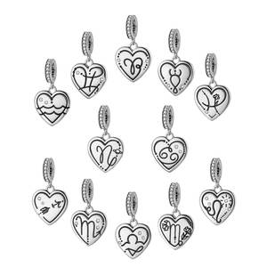 Liontin 12 Rasi Bintang Astrologi Perak Sterling 925 Asli untuk Wanita, Manik-manik untuk Pembuatan Perhiasan Gelang dan Kalung - Product Image 1