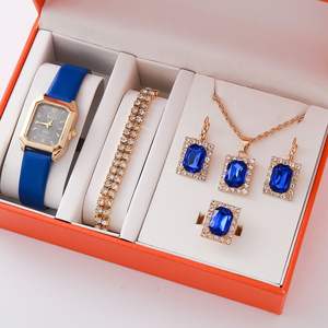 Nuovo orologio quadrato romano con bracciale in pietra preziosa Set di quarzo movimento in lega di vetro con quadrante finestra cinturino quadrato in pelle - Product Image 3