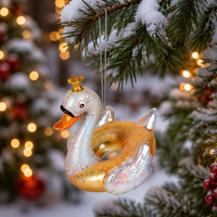 Offre Spéciale Mini verre décoratif cygne natation cercle peint ornement pour arbre de noël ornement écologique