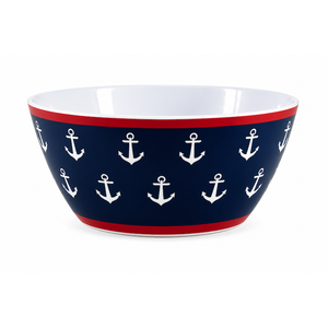 Collection de vaisselle en mélamine nautique d'été, ensemble d'assiettes et de bols à motif d'ancre - Product Image 5