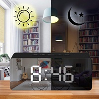 Cermin Alarm Clock Jam Alarm LED Digital Tunda Meja Jam Wake Up Lampu Elektronik Besar Time Suhu Tampilan Rumah