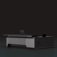 Bureau de direction moderne en forme de L, taille personnalisée, bureau moderne de luxe, noir