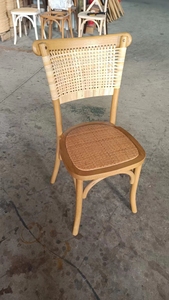 Sillas de comedor de ratán tejidas de madera <span class=keywords><strong>Vintage</strong></span> de estilo francés asientos de tela fuerte apilables para restaurantes bodas fábrica al por mayor - Product Image 2