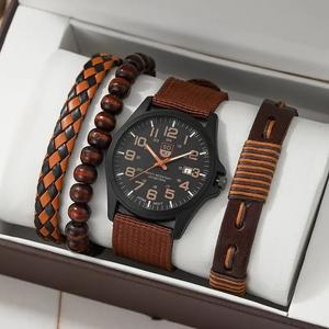 ZB-11 <strong>GENEVA</strong> Men's Bracelet Leisure Business Leather Belt <strong>Watch</strong> Quartz <strong>Watch</strong> Bracelet Men Gift Jewelry <strong>Set</strong> - Product Image 3