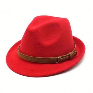 Men Women Vintage Wide With Fedora <b>Hats</b> Short Brim Felt <b>Hat</b> Panama Fedoras Belt Buckle Gift - Product Image 3