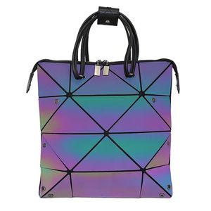 Sac à main de luxe à rabat en cuir PU, grand format, tendance, géométrique, lumineux, avec fermeture éclair, réfléchissant, holographique, laser, pour la vente en gros - Product Image 2
