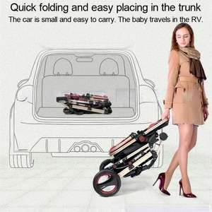 Poussette légère JXB 739, siège <span class=keywords><strong>inclinable</strong></span> multi-positions avec marcheurs et <span class=keywords><strong>porte</strong></span>-bébés anti-salissure, conception pliable facile - Product Image 4